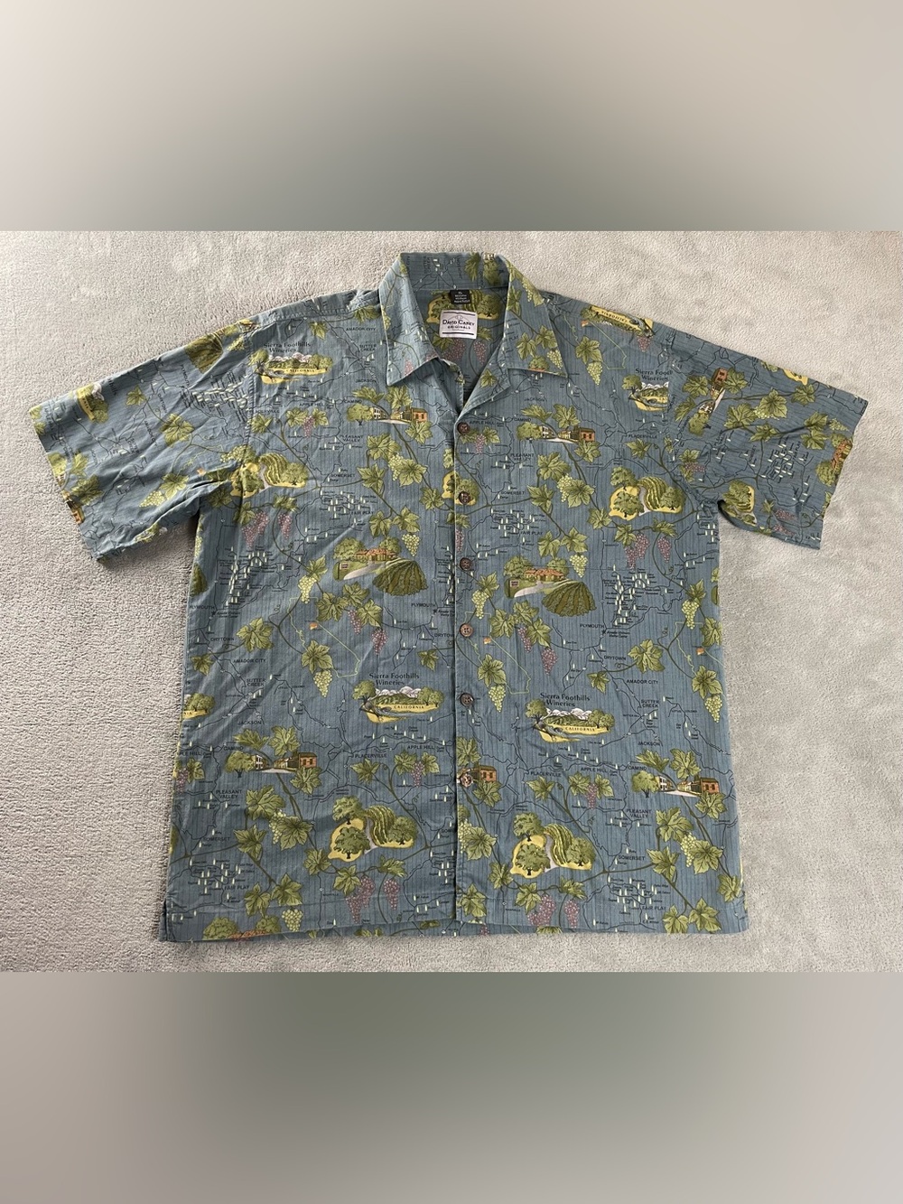David Carey Originals California Winery Hawaiian Shirt Mens XL Button Grapes